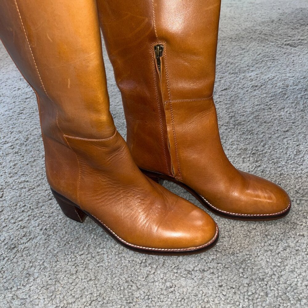 Tan Leather Knee-High Boots - Picture 3 of 12